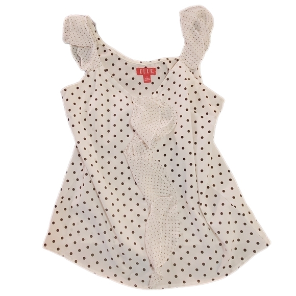 Elle Tops - ELLE Polka-dot Sleeveless Black and White Top with Ruffles Women's Size Sm EUC